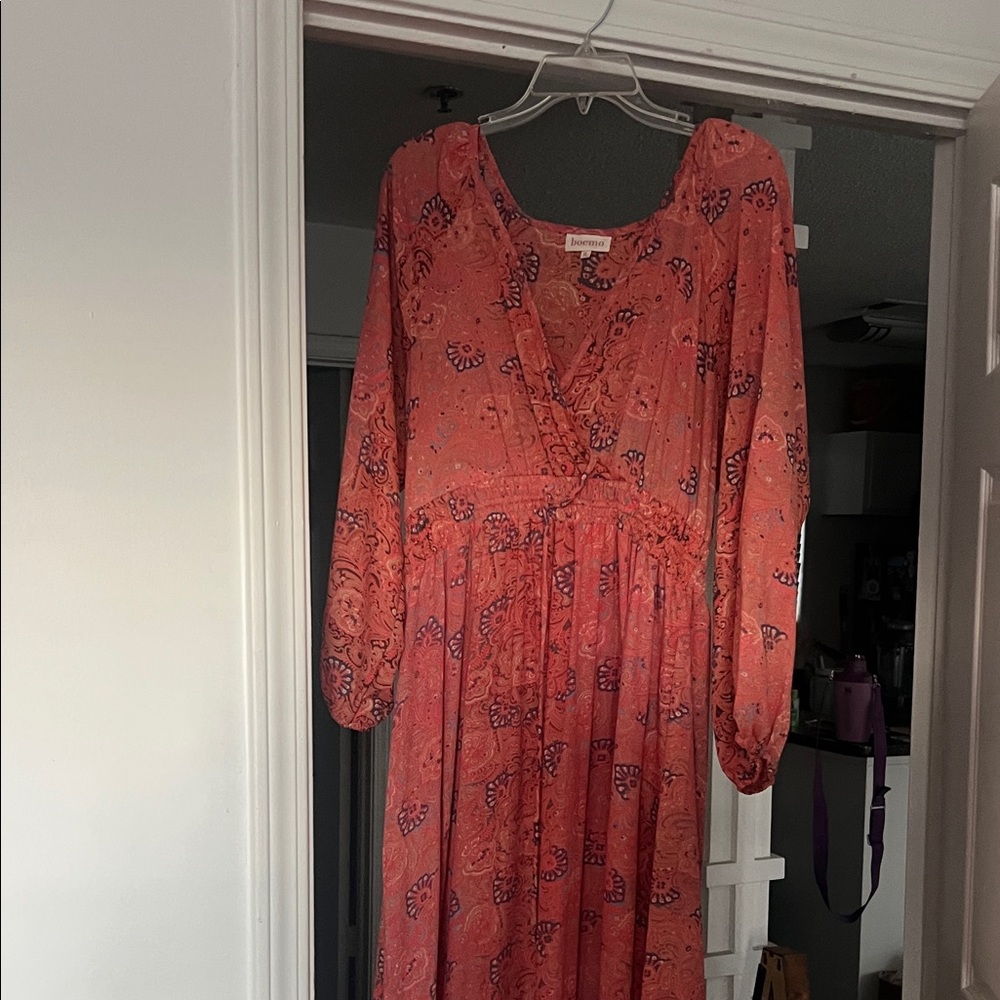 Elegant Floral Red Dress